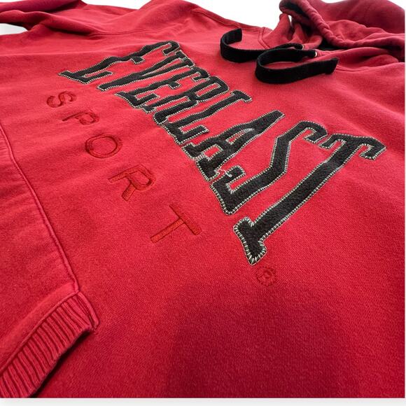 Everlast Sport Mens Hoodie Red Black Embroidered Boxing Gym Activewear 2XL - Picture 2 of 12
